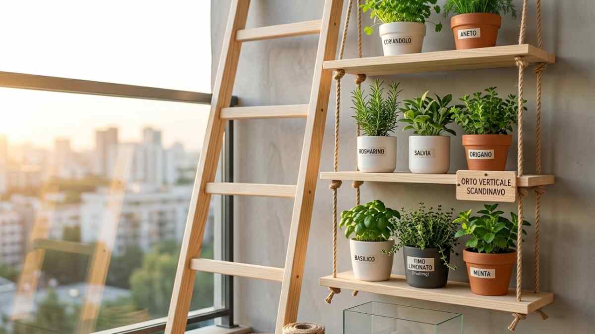 L'orto verticale a pioli e mensole sospese: il progetto fai-da-te dall'estetica scandinava