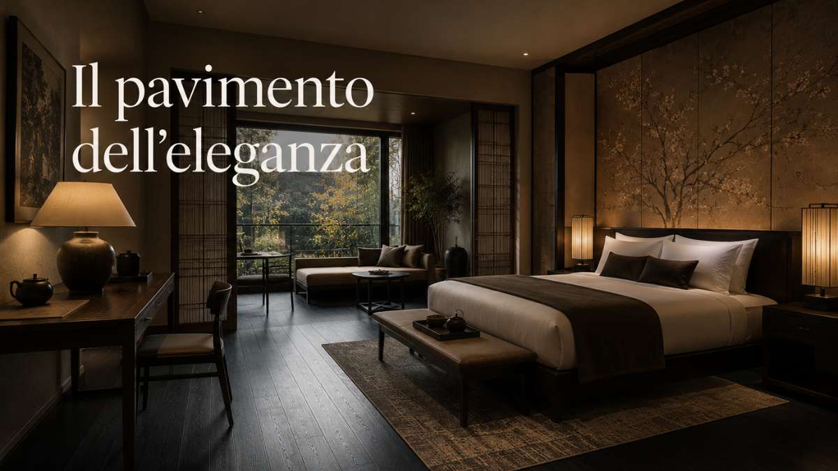 Effetto Cinema: come un pavimento scuro trasforma una stanza banale in una suite di lusso.