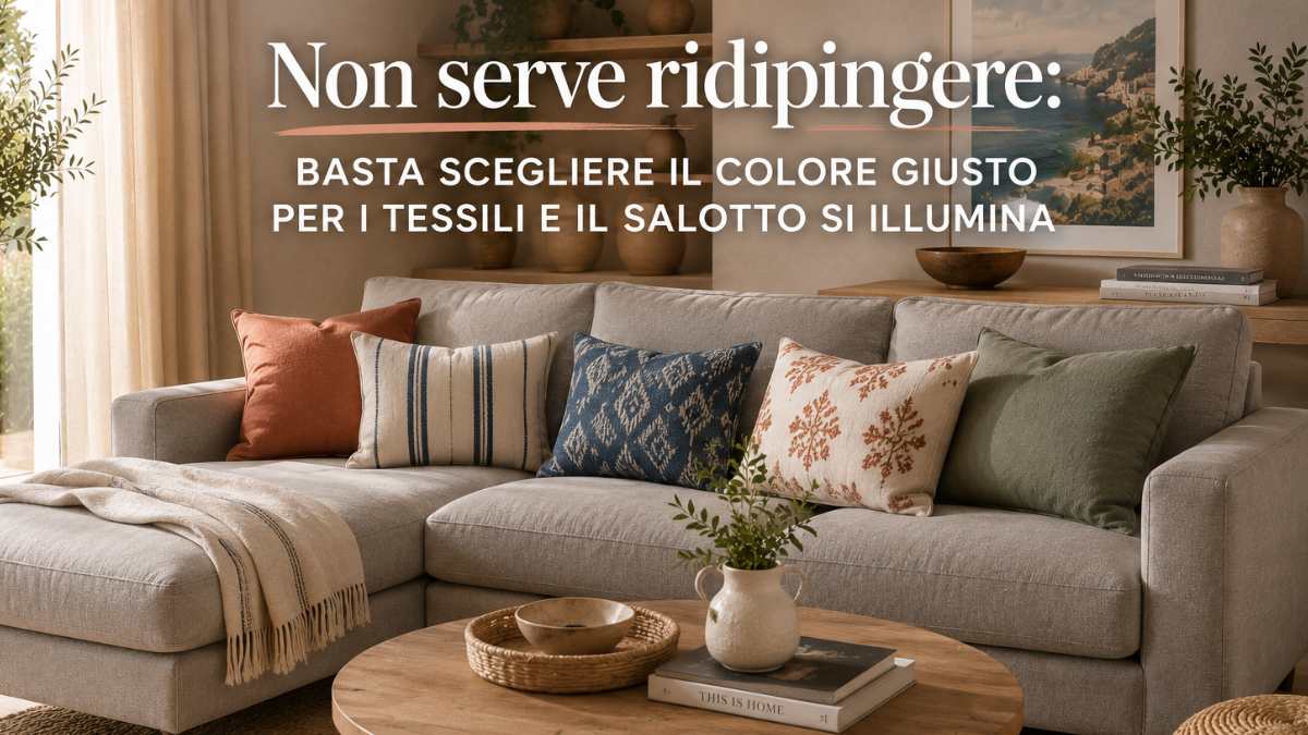 Non serve ridipingere: basta scegliere il colore giusto per i tessili e il salotto si illumina