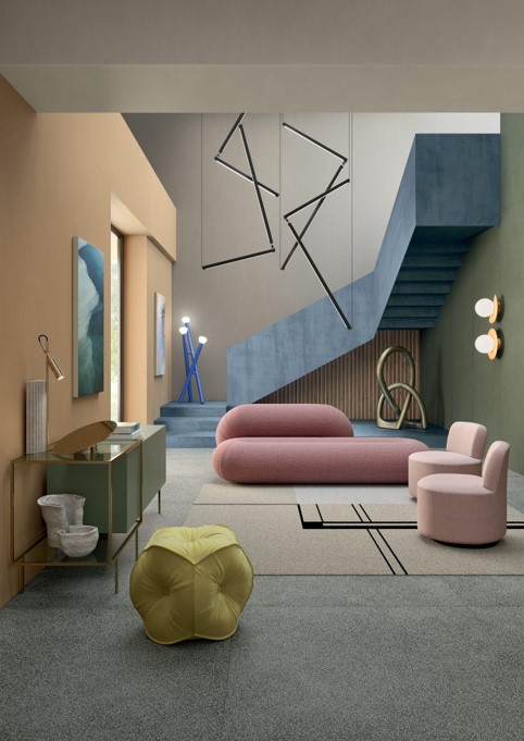 Lea Ceramiche Masterpiece, Bio Attitude e Pigmenti gres porcellanato per ingresso dal design minimalista e colorato