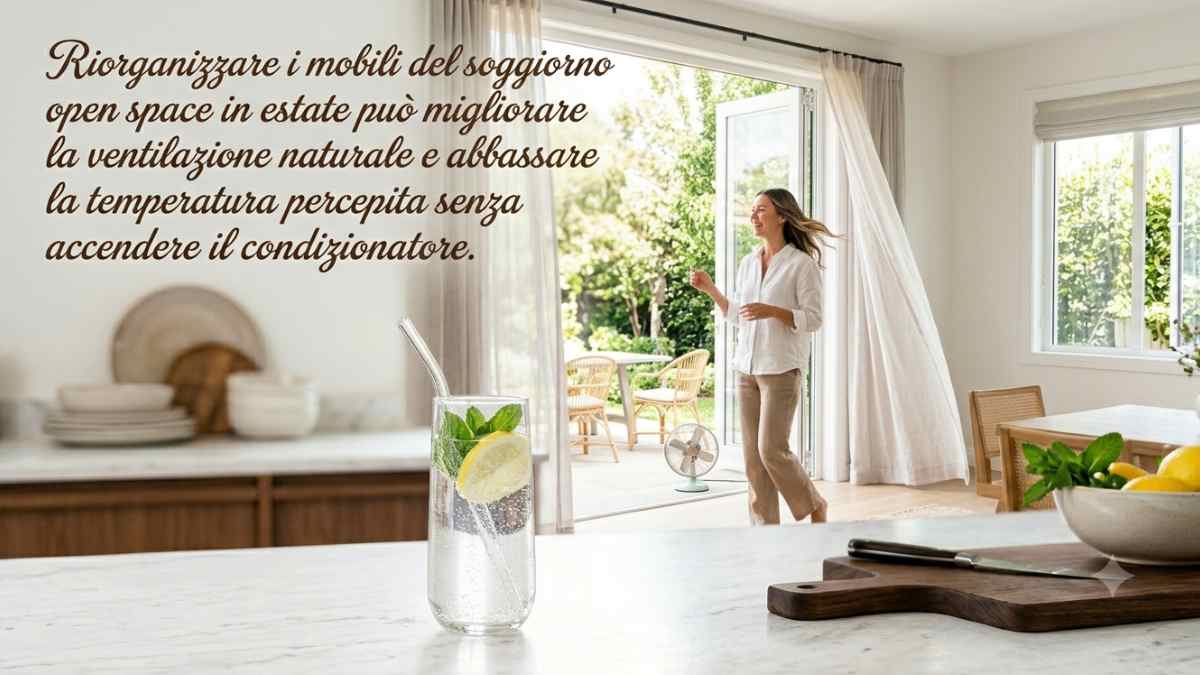 La zona pranzo, i mobili alti e il corridoio invisibile tra le stanze