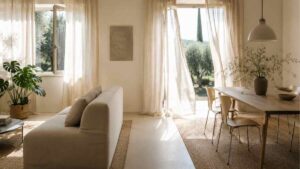 Soggiorno open space in estate: come riorganizzare i mobili per favorire la ventilazione naturale tra le stanze