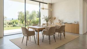Geometrie della zona pranzo: come dimensionare il tappeto per un'isola visiva impeccabile