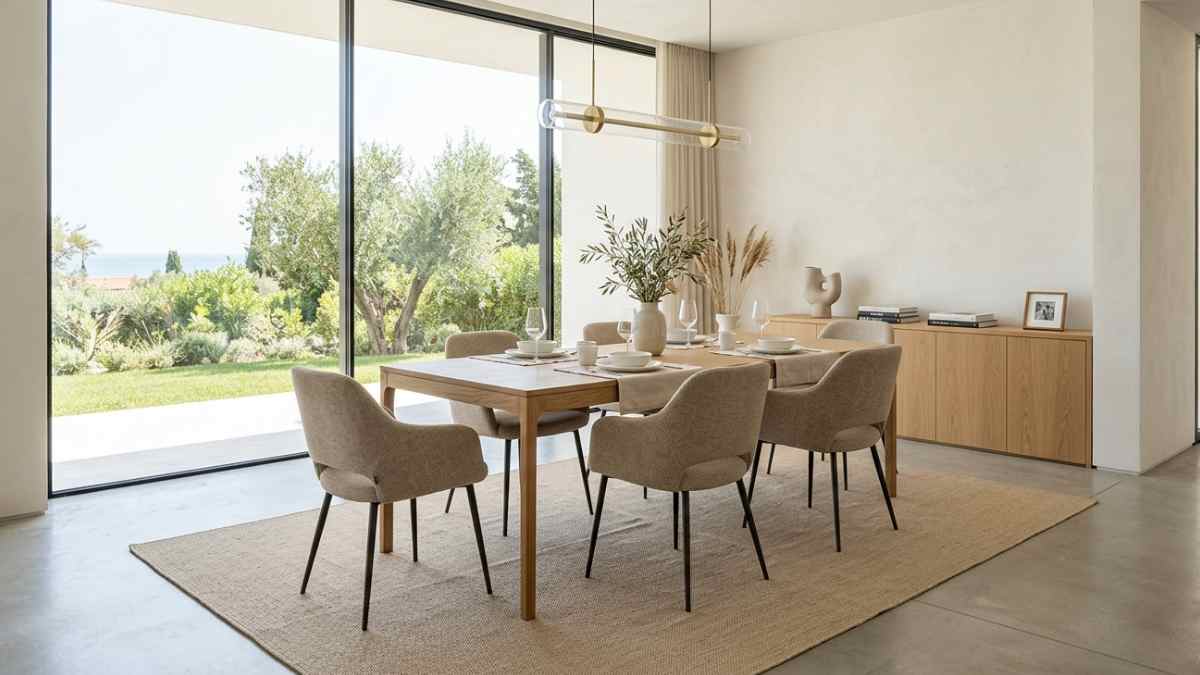 Geometrie della zona pranzo: come dimensionare il tappeto per un'isola visiva impeccabile