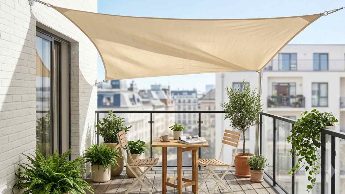 Vela ombreggiante sul balcone: l'alternativa di design ed economica, alle tende da sole classiche
