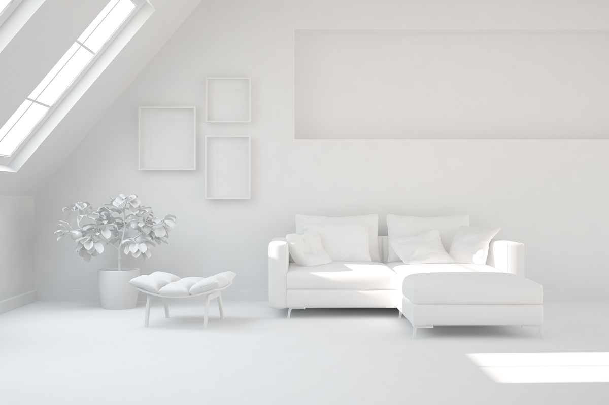 White,Room,With,Sofa.,Scandinavian,Interior,Design.,3d,Illustration