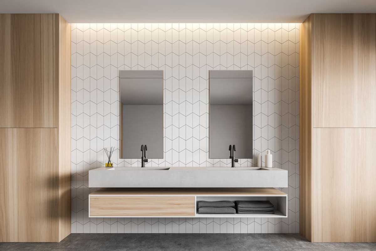 Mobile bagno salvaspazio con doppio lavabo