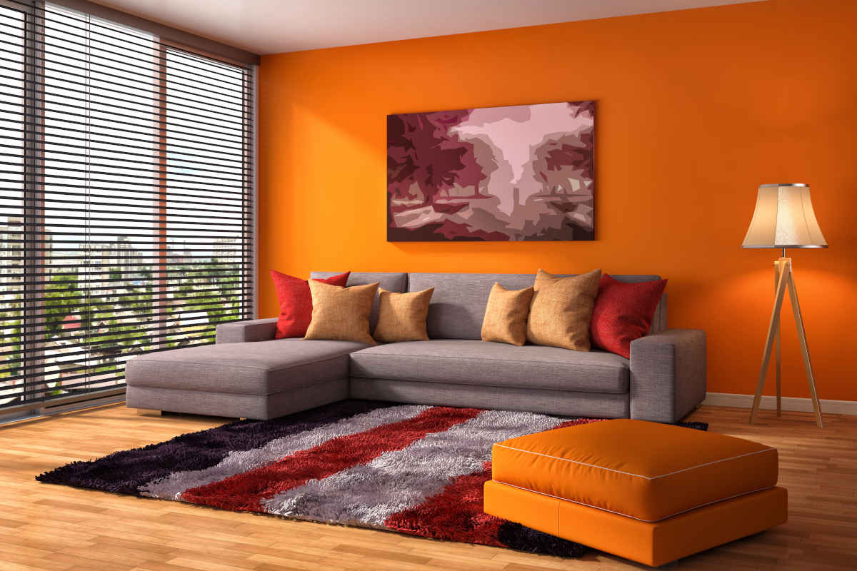 colore arancio per le pareti del soggiorno