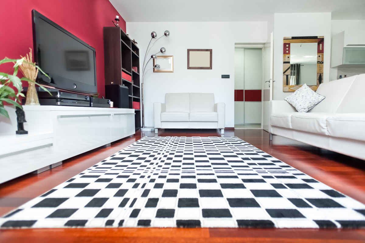 #DEVA_ALT_TEXT#tappeto a quadri in soggiorno